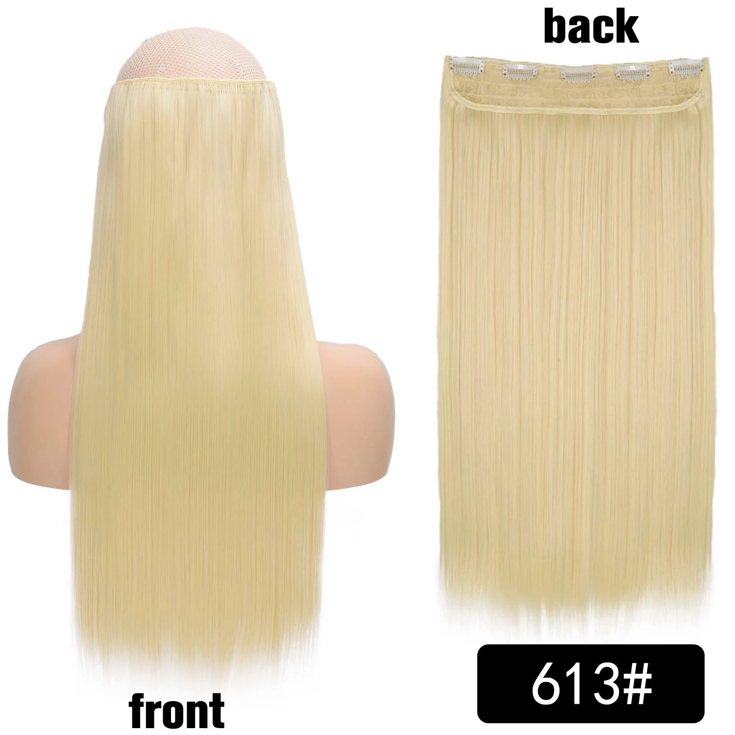 5 Clip-In Hair Extensions Long Straight One Piece Synthetic Heat-Resistant Fibre Hairpiece 22Inch Black Blonde Natural Hairstyle