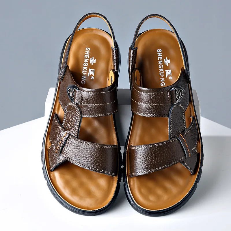 Big Size 49 Summer SplitLeather Beach Sandals Men Shoes Big Size 49 50 Leather Sandals for Men Soft Outdoor Walking Man Footwear
