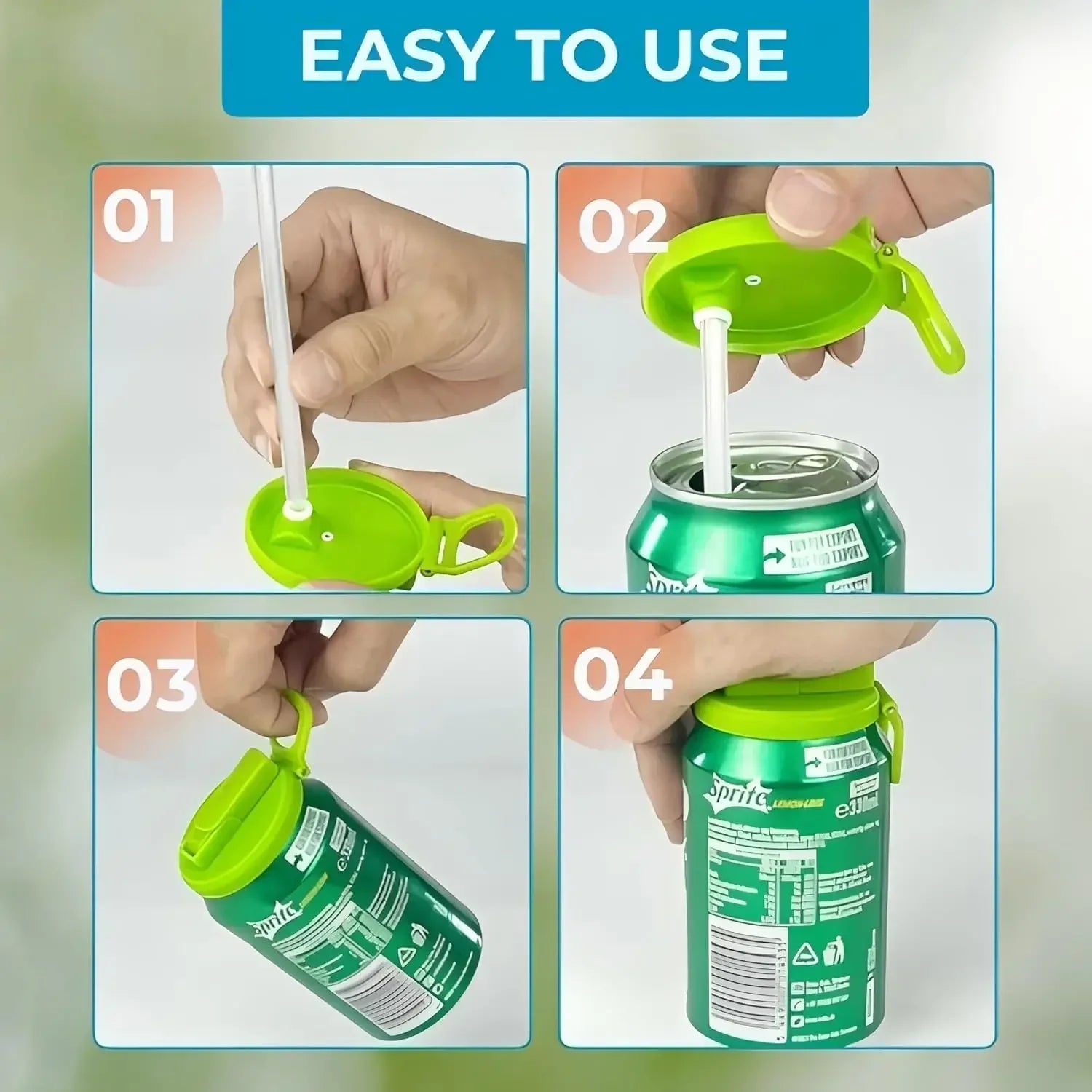 Can Lids With Straws Reusable Silicone Beverage Can Lids Leak-Proof Soda Can Covers With Straws For 2.13” Cans Pack Of 4
