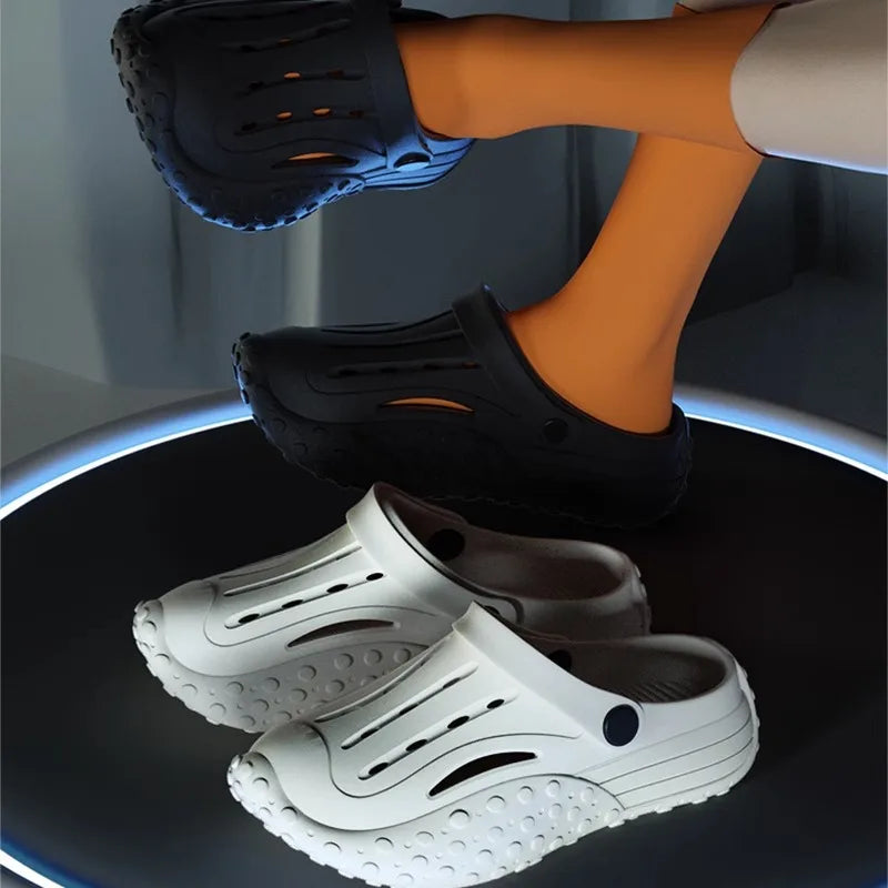 Comwarm Summer Men Clogs Slippers Unisex Eva Breathable Hollow Hole Shoes Men's Fashion Sneaker Sandals Lightweight Beach Slides