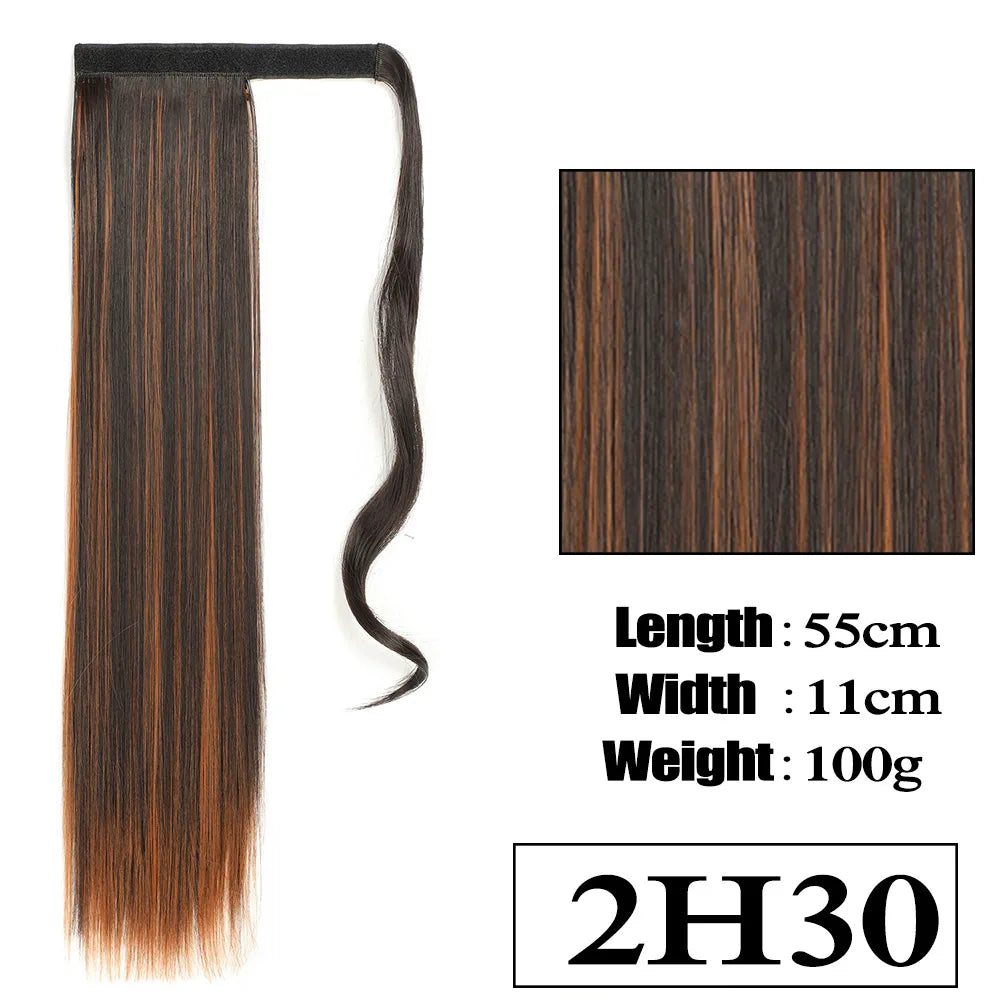 VIVIEIEI Ponytail Hair Extension 22 Inch 100g Natural Black Ponytail Extension Clip in Wrap Around Hair Extension Hairpieces