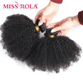 Miss Rola Afro Kinky Hair Weave Bundles 100% Human Hair Natural Color Curly Hair Extension Peruvian Remy Double Wefts