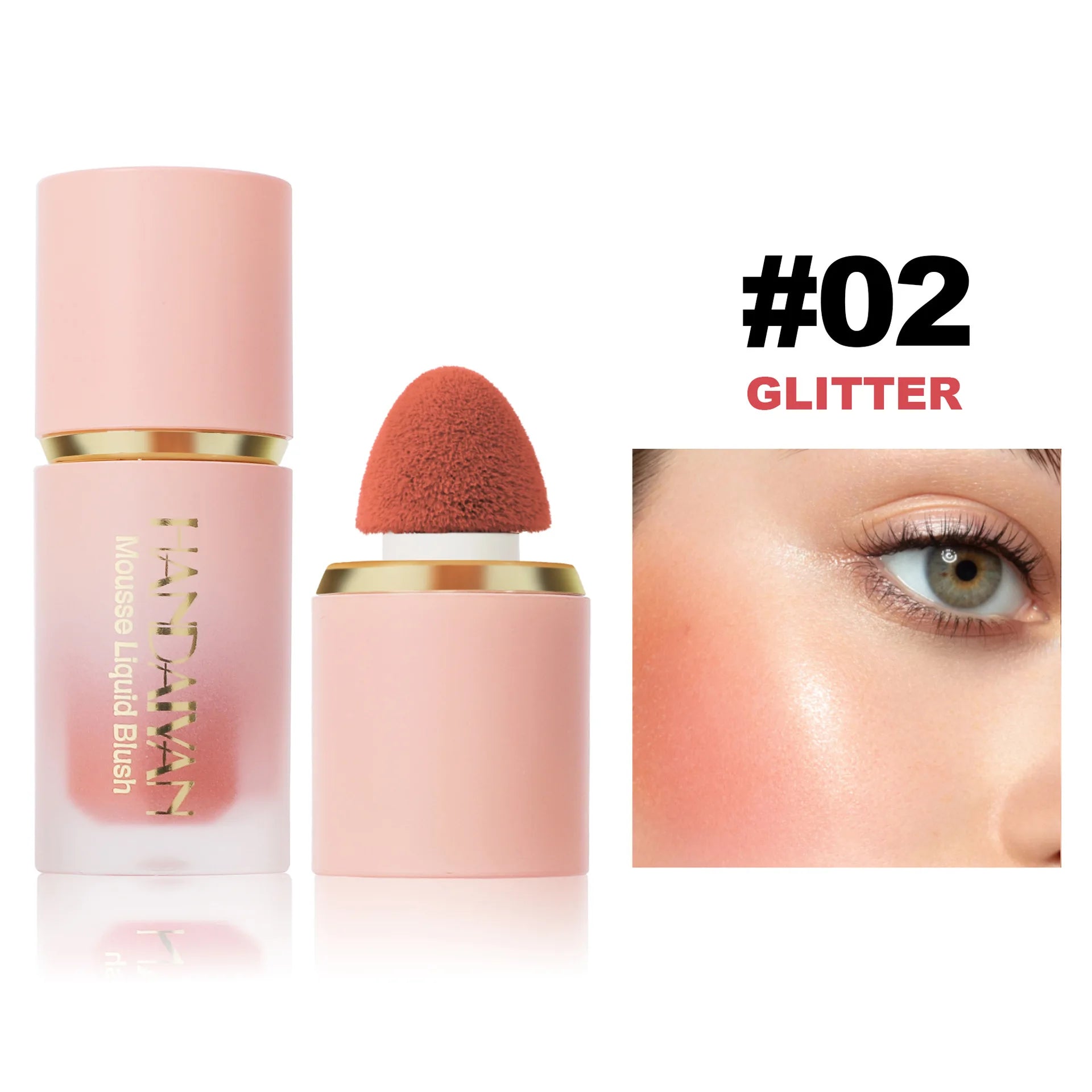 6 Colors Liquid Blush Sponge Brush Head Cute Makeup for Women Party Daily Use All Skin Types Waterproof Blush Stick Cosmetics