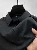 High end ice silk seamless short sleeve POLO shirt men's 2024 summer new fashionable jacquard silk breathable lapel T-shirt