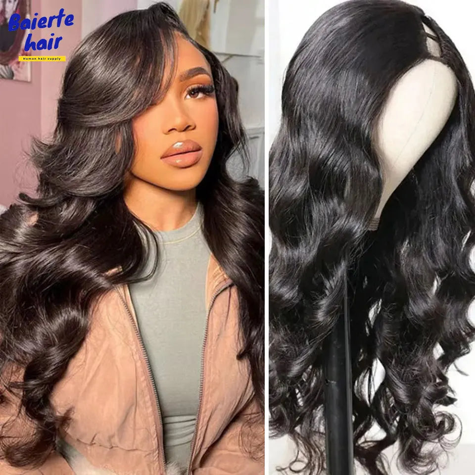 V Part Human Hair Wig - Loose Wavy 32-34"
