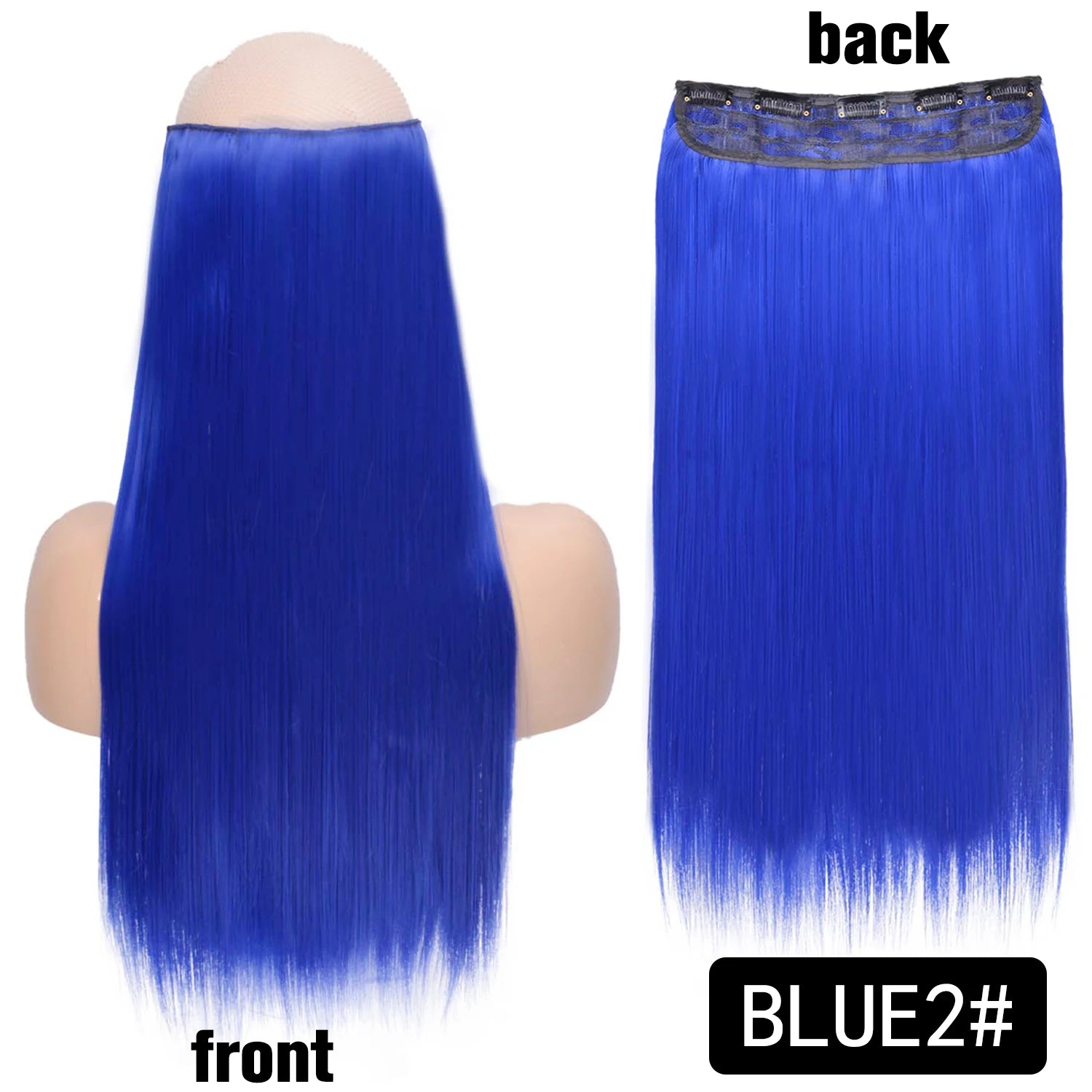 5 Clip-In Hair Extensions Long Straight One Piece Synthetic Heat-Resistant Fibre Hairpiece 22Inch Black Blonde Natural Hairstyle