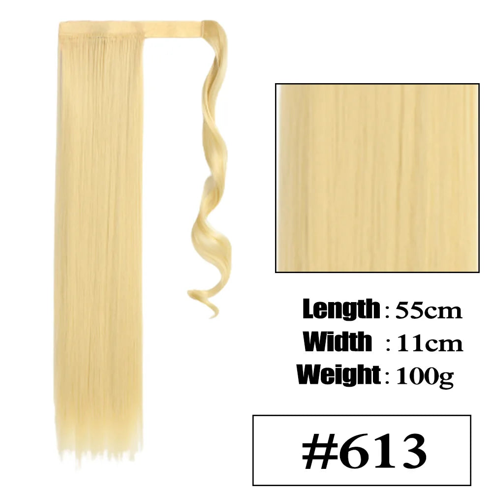 VIVIEIEI Ponytail Hair Extension 22 Inch 100g Natural Black Ponytail Extension Clip in Wrap Around Hair Extension Hairpieces