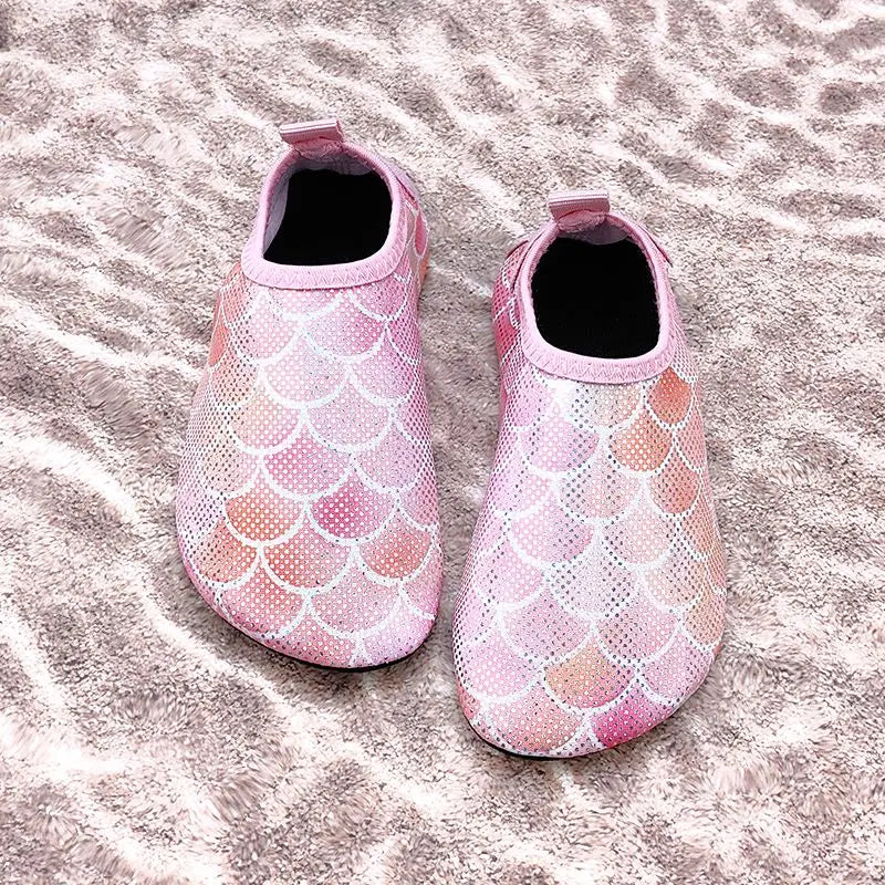 Mermaid Scale Girls Aqua Shoes Summer Bling Children Beach Swimming Shoes New Princess Anti Slip Soft Toddler Kids Slippers