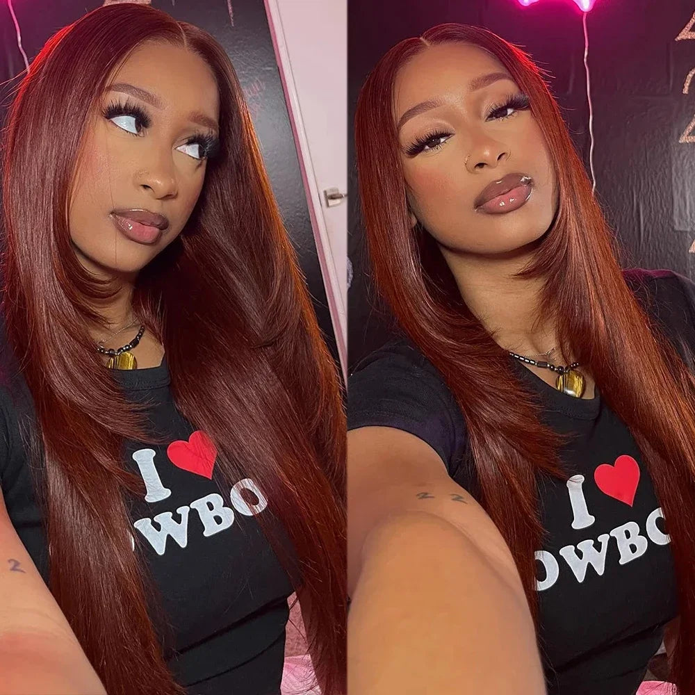 HD Lace Front Wig - Copper Red Layered