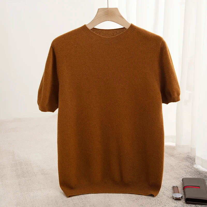 Men's Pure Wool T-Shirt Sweater O-neck