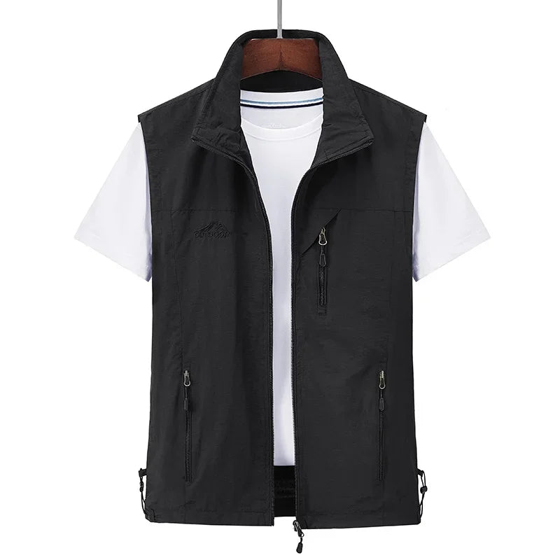 Spring and Summer Vest Jacket for Casual Sports, Waterproof, Windproof, Breathable, Ultra-thin Men's Fishing Vest