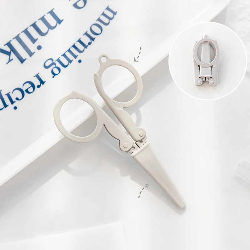 Kawaii Morandi Color Folding Scissors Portable Key Chain Mini Paper Cutter Korean Stationery DIY Handmade Tools Office Supplies
