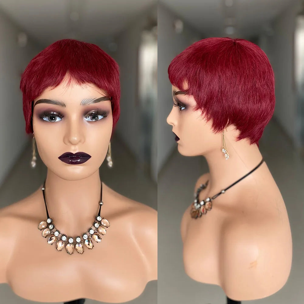 Short Pixie Cut Human Hair Wig - Natural