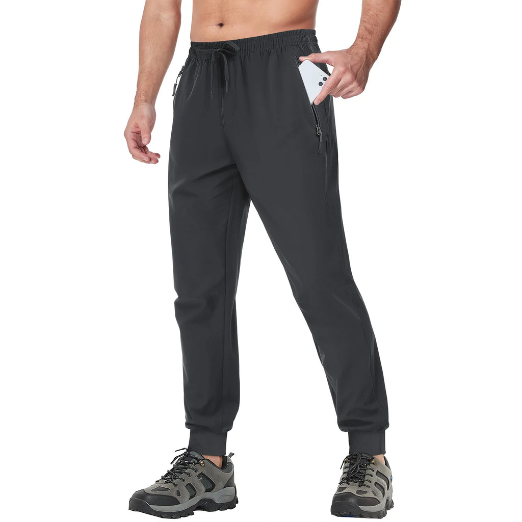 TACVASEN Summer Quick Dry Hiking Pants Mens Casual Zipper Pockets Sports Training Pants Outdoor Jogger Running Gym Work Trousers
