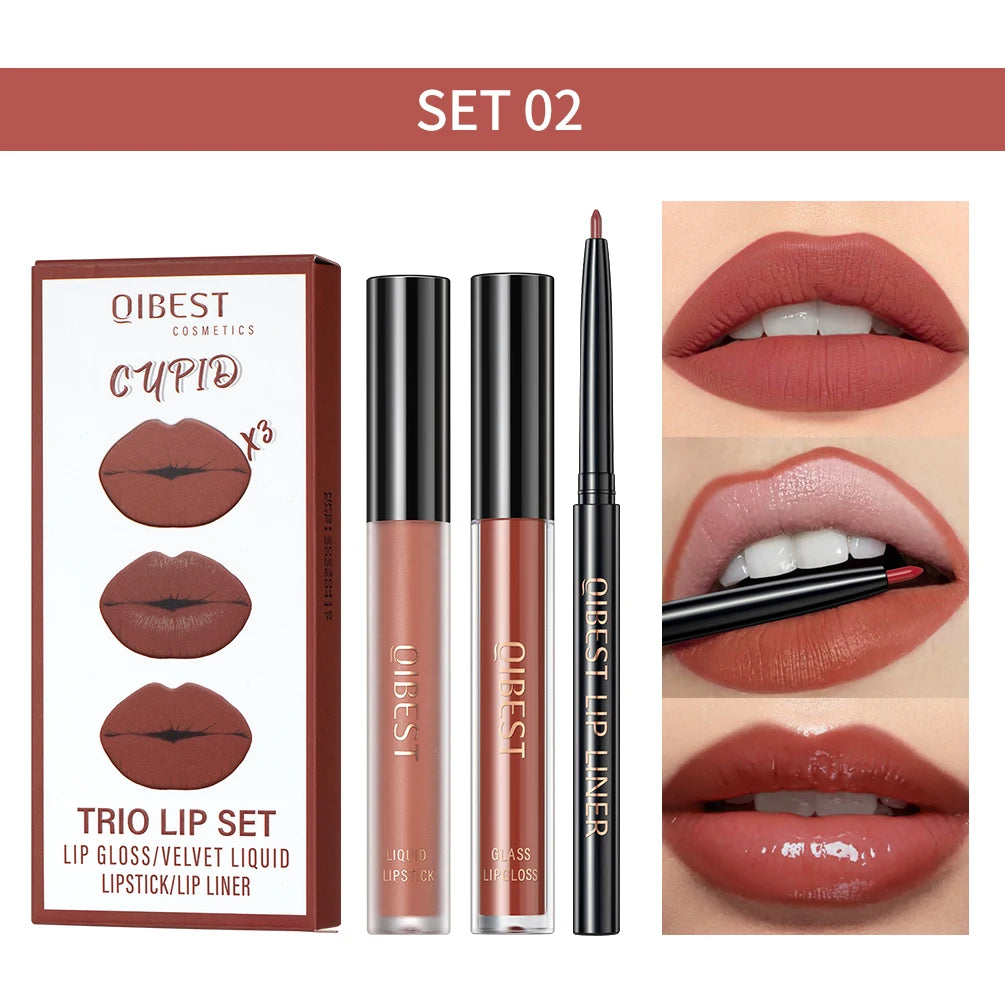 Matte Liquid Lipstick Lip Liner Set 3pcs