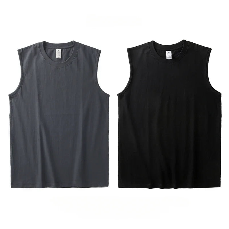 Cotton Vest Men's Tank Top 2pcs White