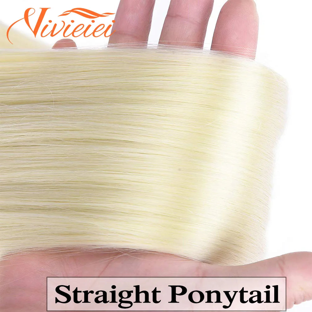 VIVIEIEI Ponytail Hair Extension 22 Inch 100g Natural Black Ponytail Extension Clip in Wrap Around Hair Extension Hairpieces