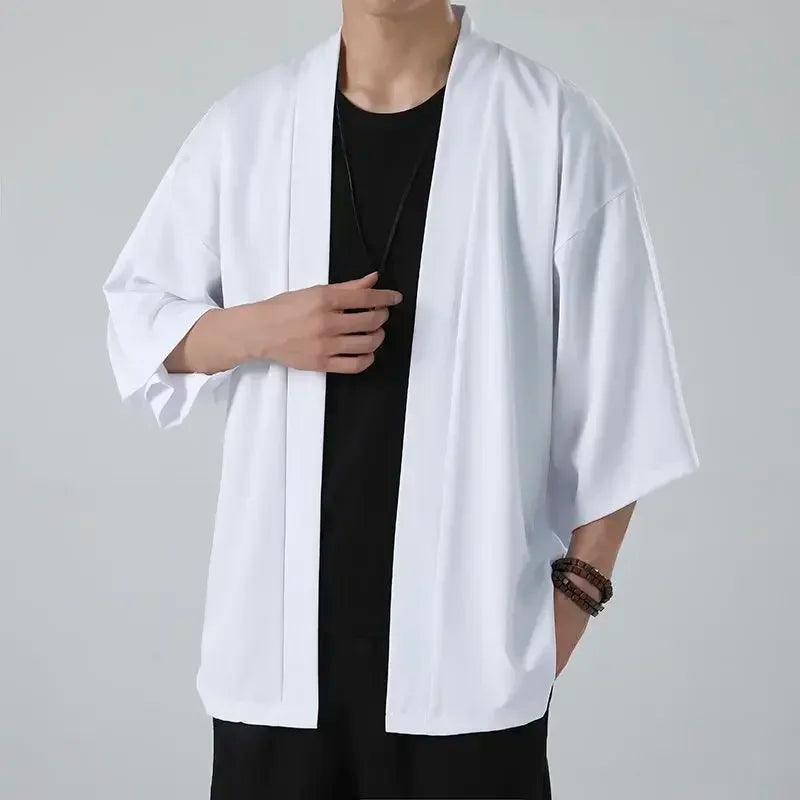 Kimono Cardigan Jacket Men's Japanese Summer Yukata Men's Yuki Obi Japanese Dragon Coat Traditional Japan Clothing Outwear New