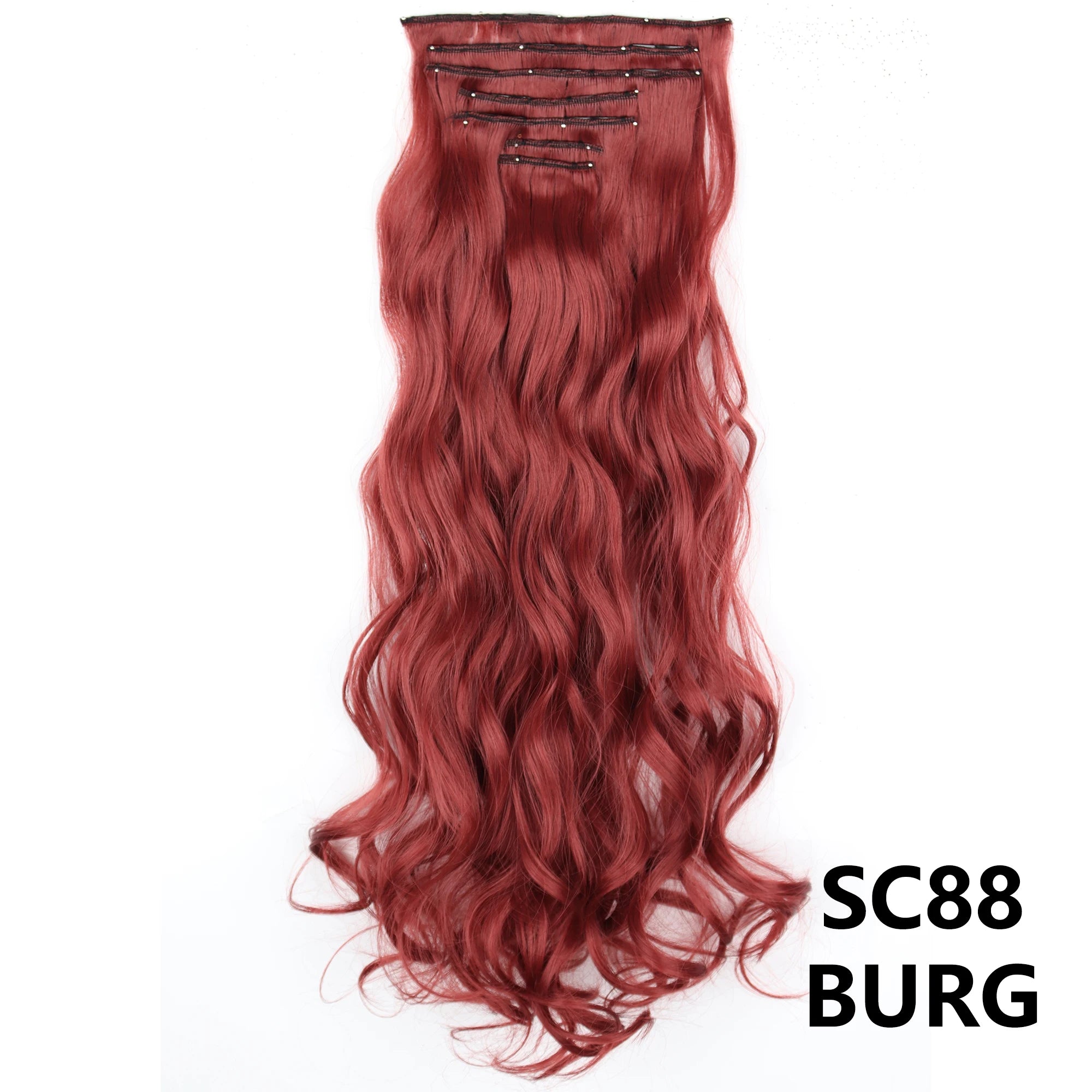 Long Straight Synthetic 16 Clips In Hair Extensions 7Pcs/Set High Temperature Fiber Black Brown Blonde Hairpiece For Women