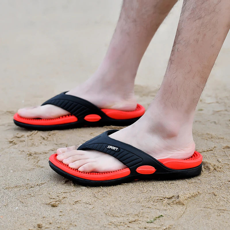 Jumpmore Men EVA Flip-flops Summer Men's Massage Slippers Beach Sandals Casual Shoes Size 40-45