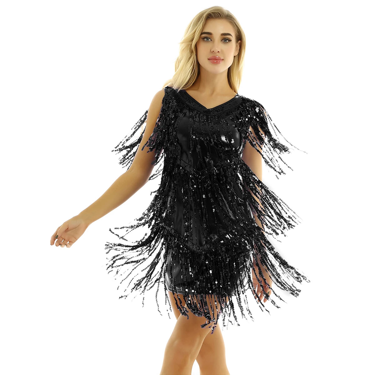 Tassel Fringe Sequin Latin Dance Dress Women Sexy Ballroom Salsa Tango Cha Cha Rumba Samba Outfits Dancewear