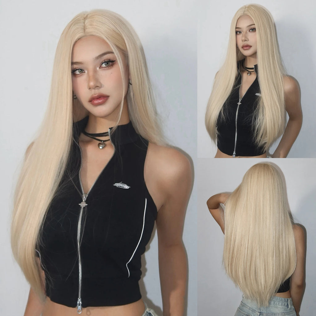 Light Blonde Long Straight Synthetic Wig