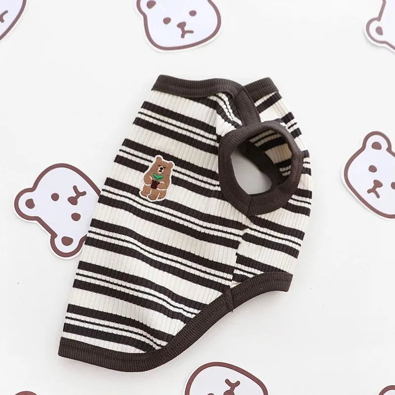 Cotton Rib Dog Shirt Stripe Vest Small Dogs