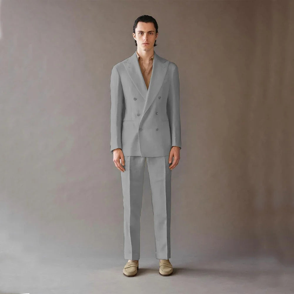 High Quality Men's Suit 2 Piece Blazer Pants Business Luxury For Wedding Men's Costumes Adult Man Costume Summer Serge Casual