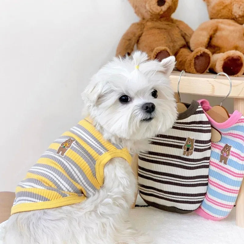 Cotton Rib Dog Shirt Stripe Vest Small Dogs
