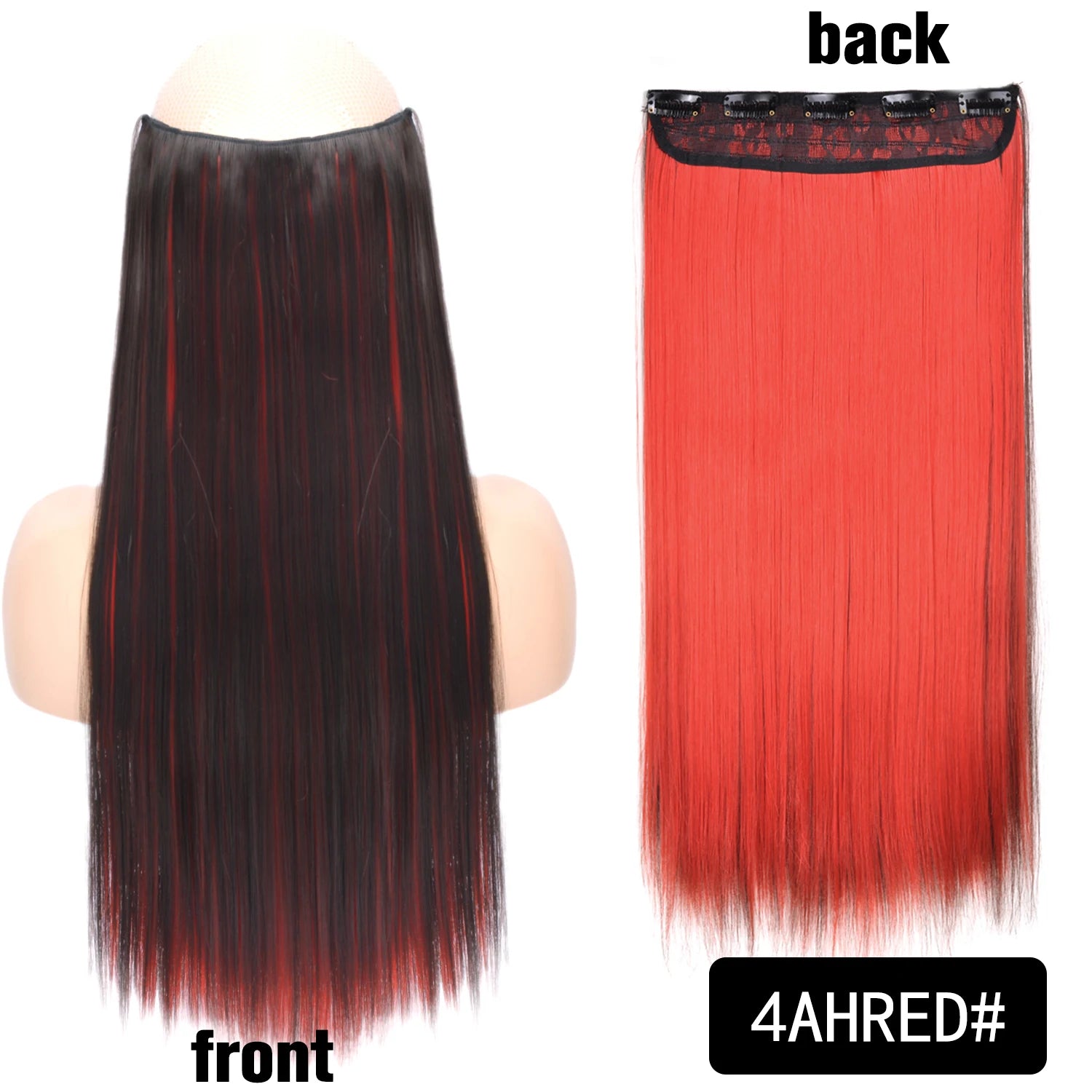 5 Clip-In Hair Extensions Long Straight One Piece Synthetic Heat-Resistant Fibre Hairpiece 22Inch Black Blonde Natural Hairstyle