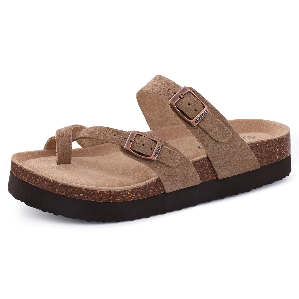 Kidmi Classic Cork Suede Slippers For Women Outdoor Cork Antiskid Men Mules New Women Cow Suede Clogs Shoes With Arch Support