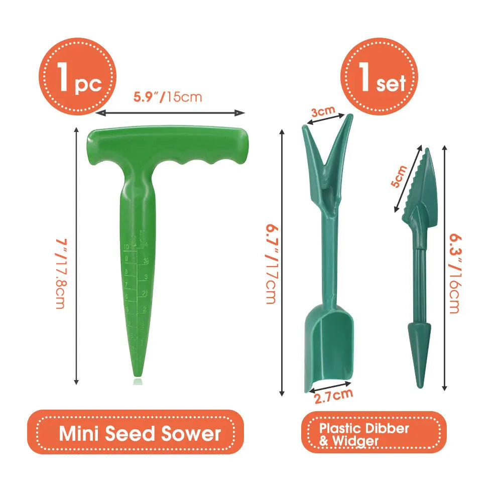 Mini Sowing Seed Dispenser Manual Sower Seed Spreader Handheld Seed Planter Tool 5 Different Settings Hand Seeder with 2 Transpl