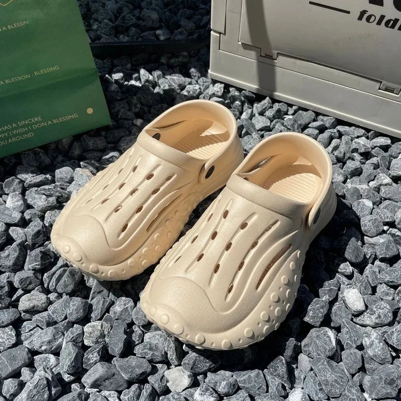Comwarm Summer Men Clogs Slippers Unisex Eva Breathable Hollow Hole Shoes Men's Fashion Sneaker Sandals Lightweight Beach Slides