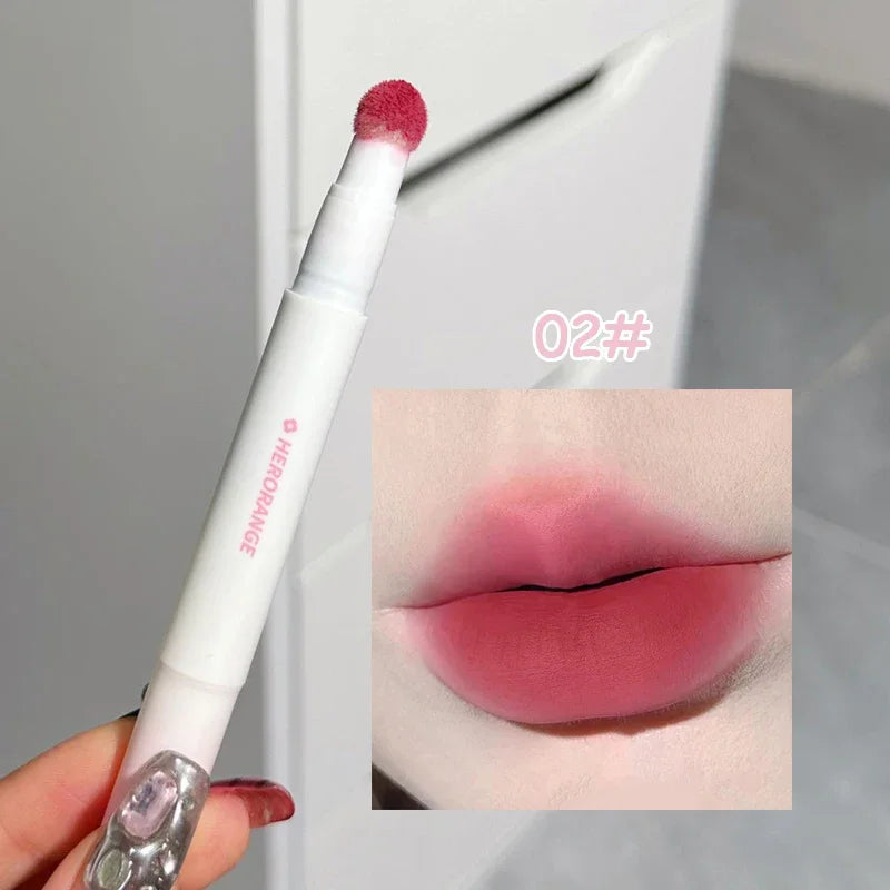 Liquid Lipstick with Cushion Applicator Velvet Matte Lip Gloss Moisturizing Cream Soft Liquid Blush Lip Stick Multi-uses Makeup
