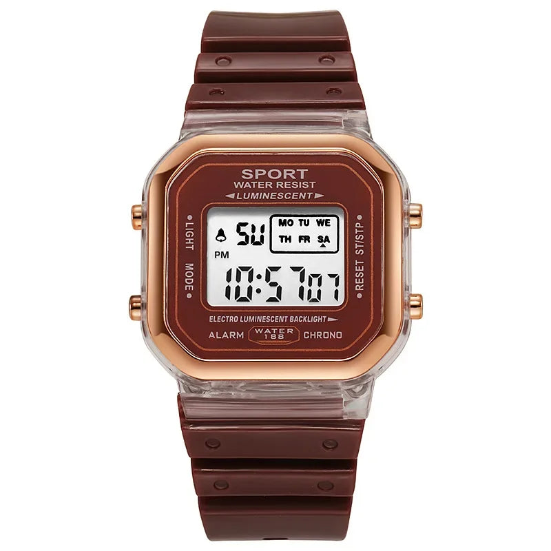Fashion Brand Student Transparent Electronic Watch Candy Multicolor LED Ladies Sports Waterproof Wirstwatch Clock Gift relógio