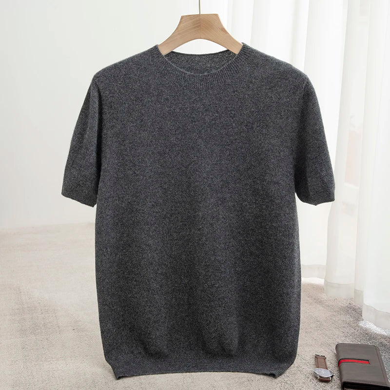 Men's Pure Wool T-Shirt Sweater O-neck