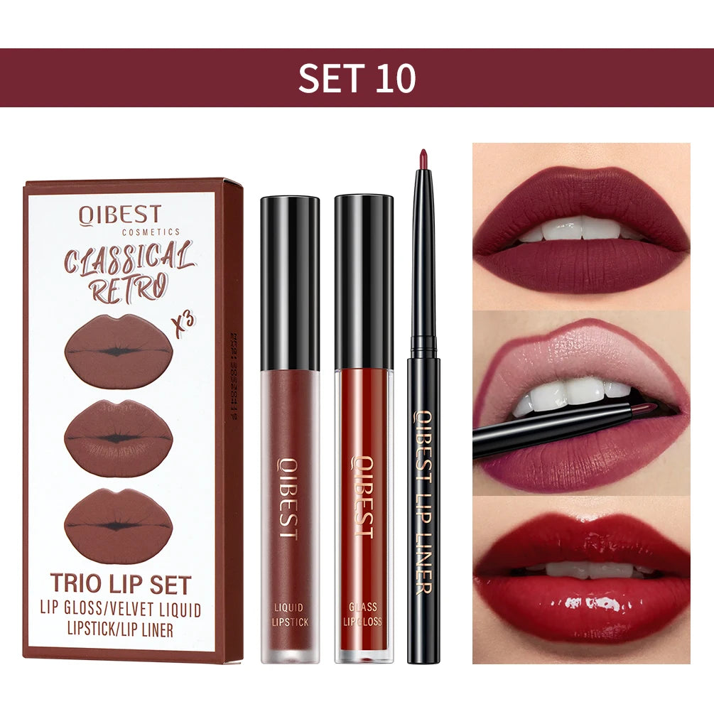 Matte Liquid Lipstick Lip Liner Set 3pcs