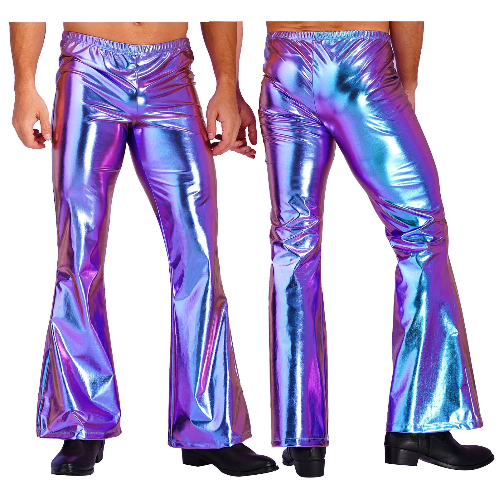 Men's Metallic Disco Pants Bell Bottom Flared