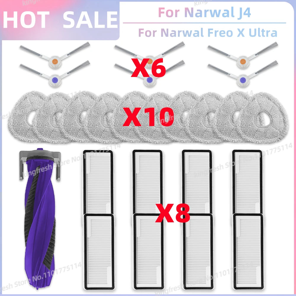 Fit For 나르월 Narwal Freo X Ultra, Narwal J4 / Lite Vacuum 나르왈 프레오 X 울트라 Parts Accessories Roller Side Brush Cover Dus