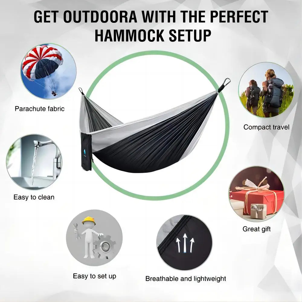 300x200cm Portable Camping Tourist Parachute Cloth Hammocks  Outdoor Garden Travel Sleeping Hanging Hammock Swing Nature Hike