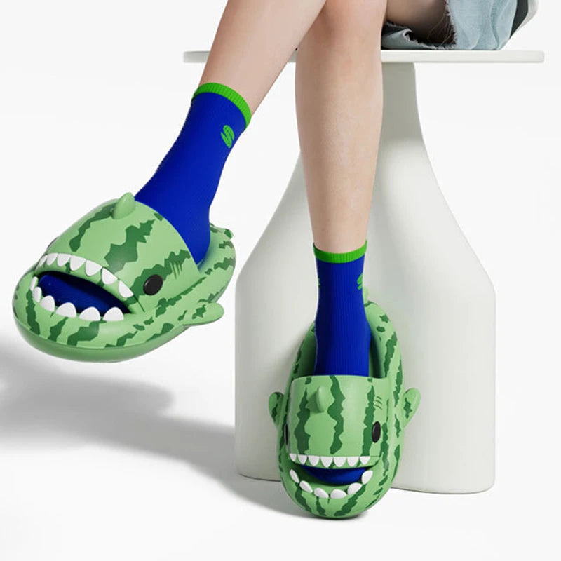 Women Shark Slippers Clapper flip flops House Cloud Platform Slides Summer Beach Sandals Men Male Shoes Fish Dot Cat Female