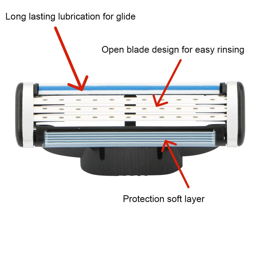 High quality replacement general purpose handle 3 layer blade razor head New Design Three layer dual color men's razor head