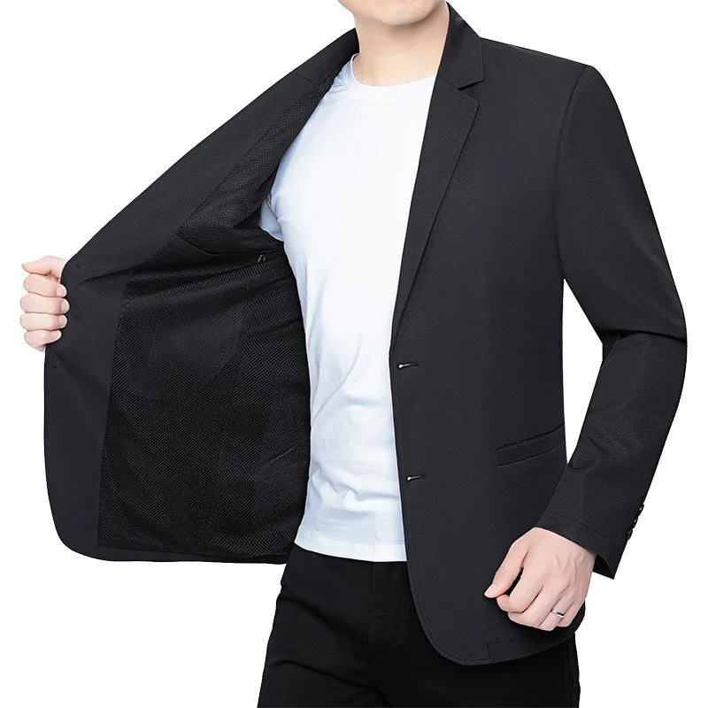 New Summer Man Breathable Quick Drying Blazers Jackets Suits Coats Formal Wear Business Casual Blazers Jackets Men's Clothing 4X