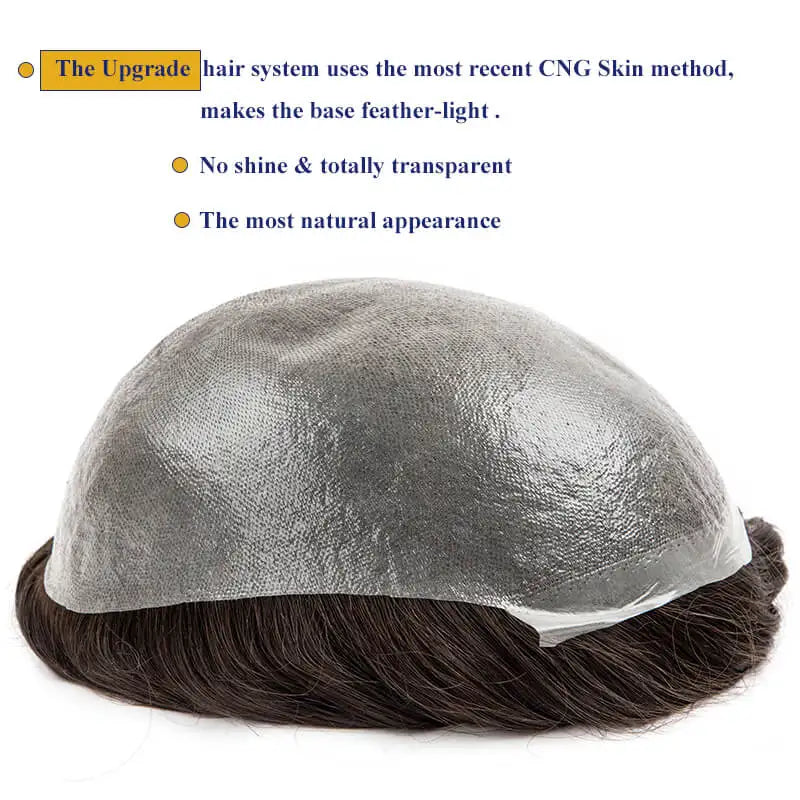 Permier Male Hair Prosthesis Ultra-Thin 0.03mm Skin Wigs for men 6" Men's capillary prothesis Toupee 100% Human Hair Men's Wig
