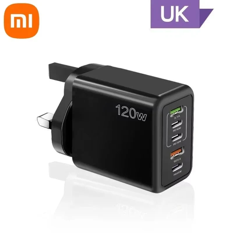 Xiaomi 120W Fast Charging Multi 5 Ports USB C PD Interface Charger Quick Charge Phone Charger Adapter For iPhone Xiaomi Samsung