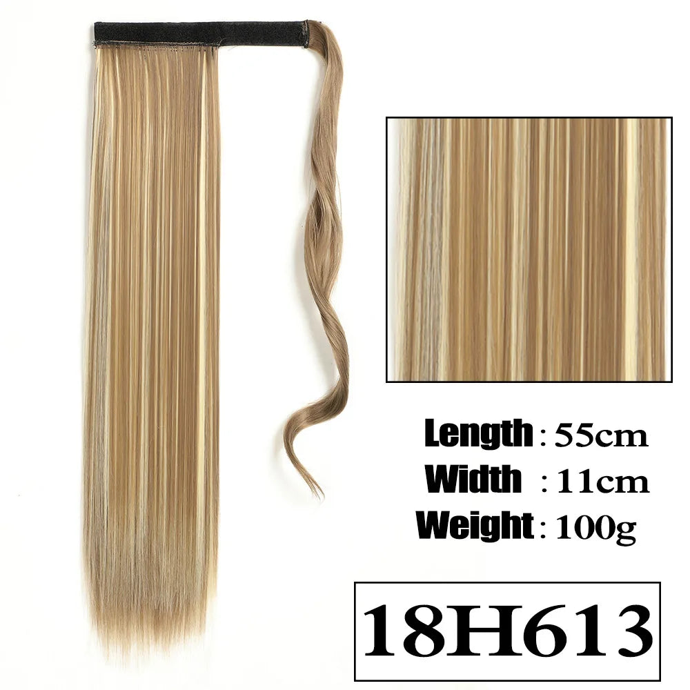 VIVIEIEI Ponytail Hair Extension 22 Inch 100g Natural Black Ponytail Extension Clip in Wrap Around Hair Extension Hairpieces