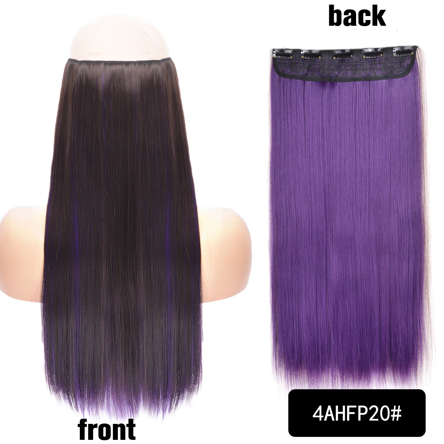 5 Clip-In Hair Extensions Long Straight One Piece Synthetic Heat-Resistant Fibre Hairpiece 22Inch Black Blonde Natural Hairstyle