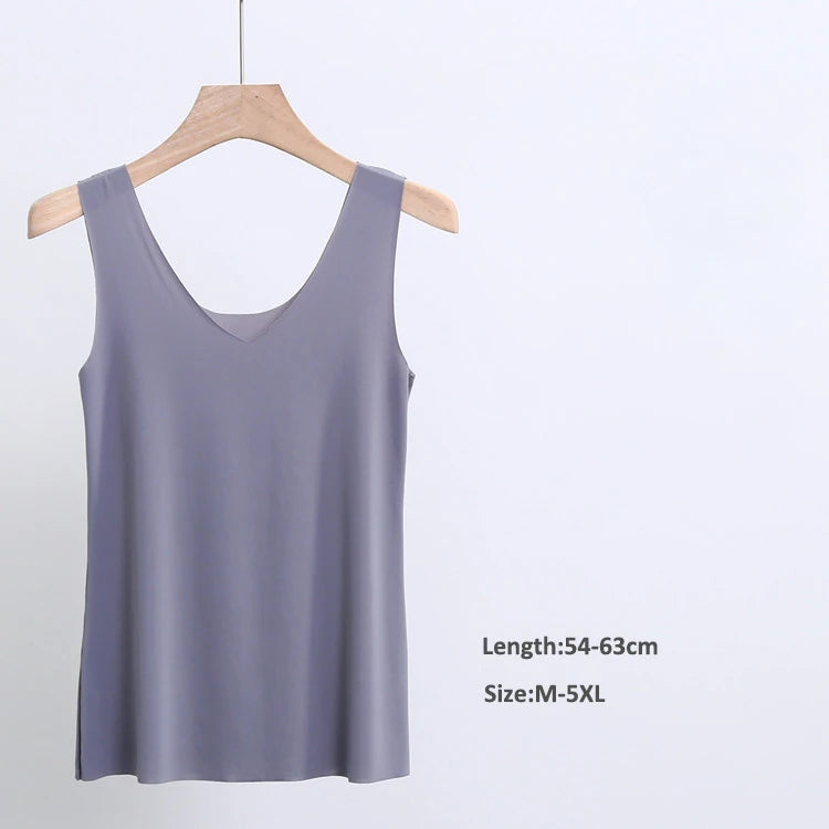 Plus Size Full Slips Dresses For Women Thin Seamless Ice Silk Summer Petticoat Underskirt Dress Sleeveless Inner Vest Dress 5XL