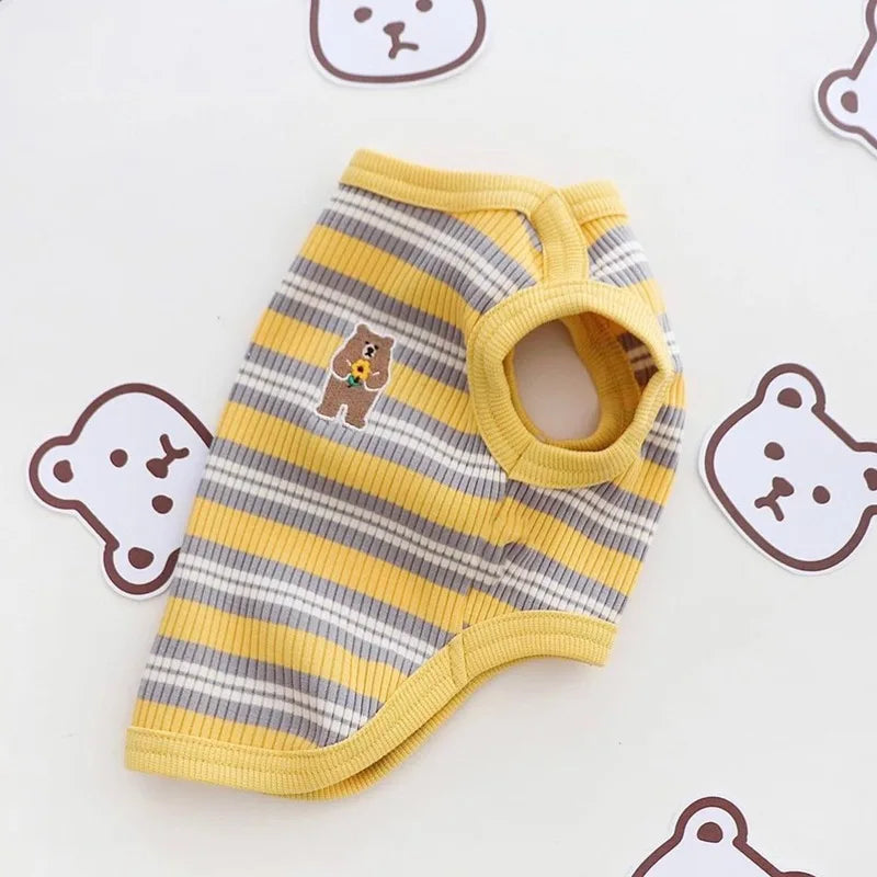 Cotton Rib Dog Shirt Stripe Vest Small Dogs