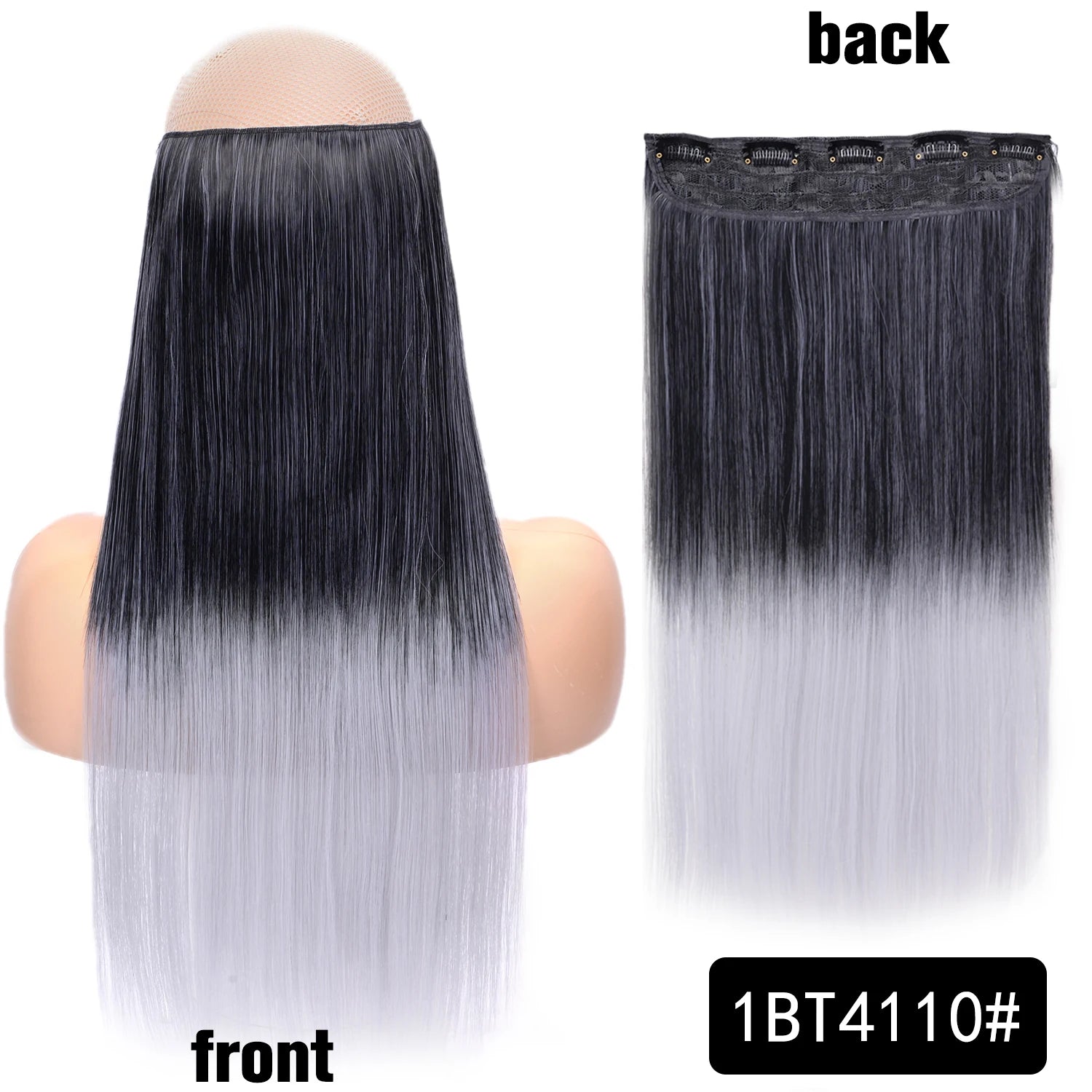 5 Clip-In Hair Extensions Long Straight One Piece Synthetic Heat-Resistant Fibre Hairpiece 22Inch Black Blonde Natural Hairstyle
